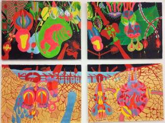 Maiza Hixson: Phantom Fibroids (I, II, III, IV), 2018, pen and acrylic ink on paper