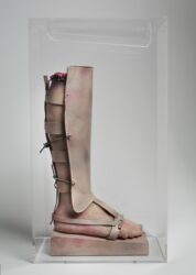 Paul Thek, Warrior's Leg from the series Technological Reliquaries, 1966-67 wax, leather, metal, and paint, Hirshhorn Museum and Sculpture Garden, Smithsonian Institution, Joseph H. Hirshhorn Bequest Fund, 1990. The Estate of George Paul Thek