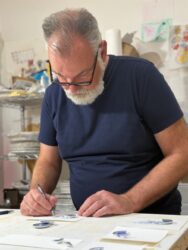 at work in the studio with Signo pen Signo pen